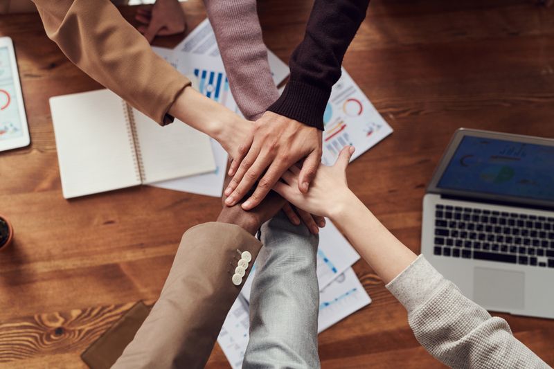 Diverse business team collaborating at a conference table