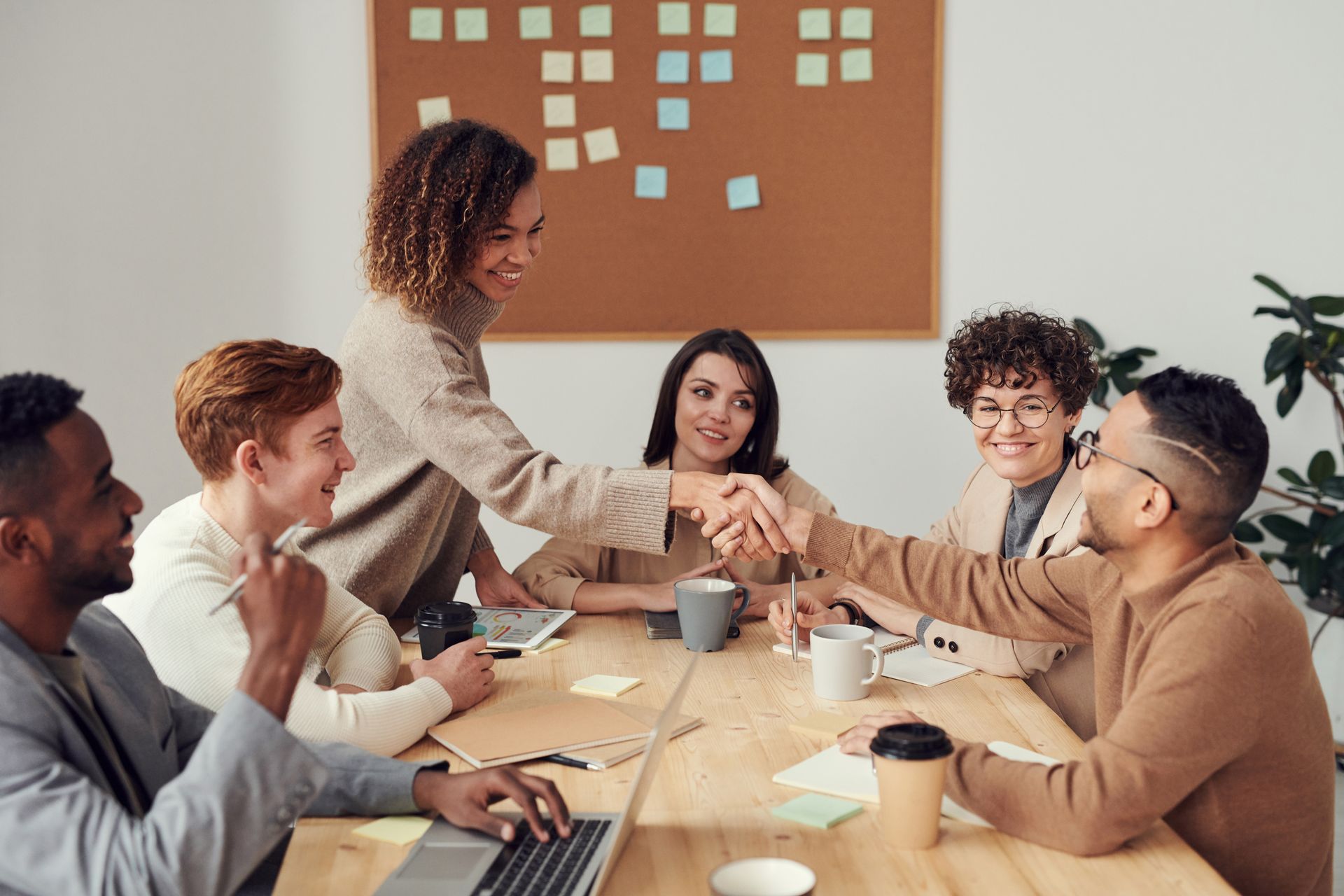 Business team working together in an office